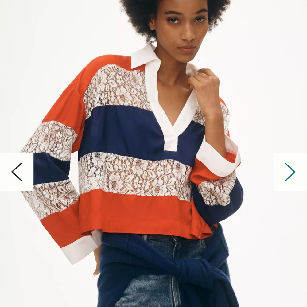 Anthropologie Red and Blue Crop Top - Picture 3 of 3